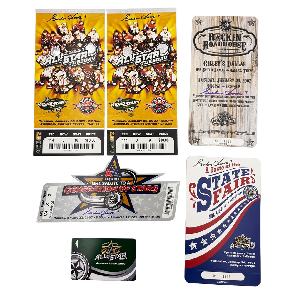 Gordie Howe Autographed 2007 NHL All-Star Game Ticket Lot