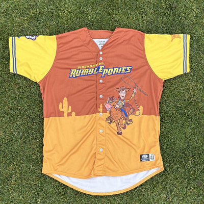 #46 GAME ISSUED Binghamton Rumble Ponies Toy Story Jersey