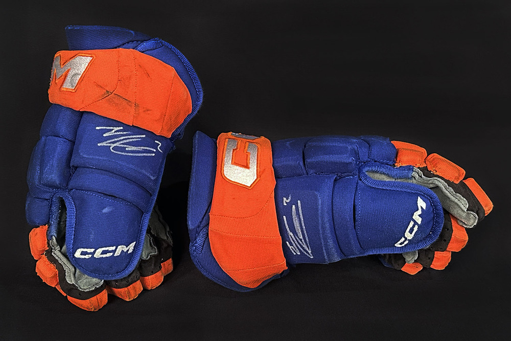 Evan Bouchard #2 - Autographed 2024-25 Edmonton Oilers Game-Worn CCM Hockey Gloves - Photo-matched To 2025 Stanley Cup Finals vs Florida Panthers!
