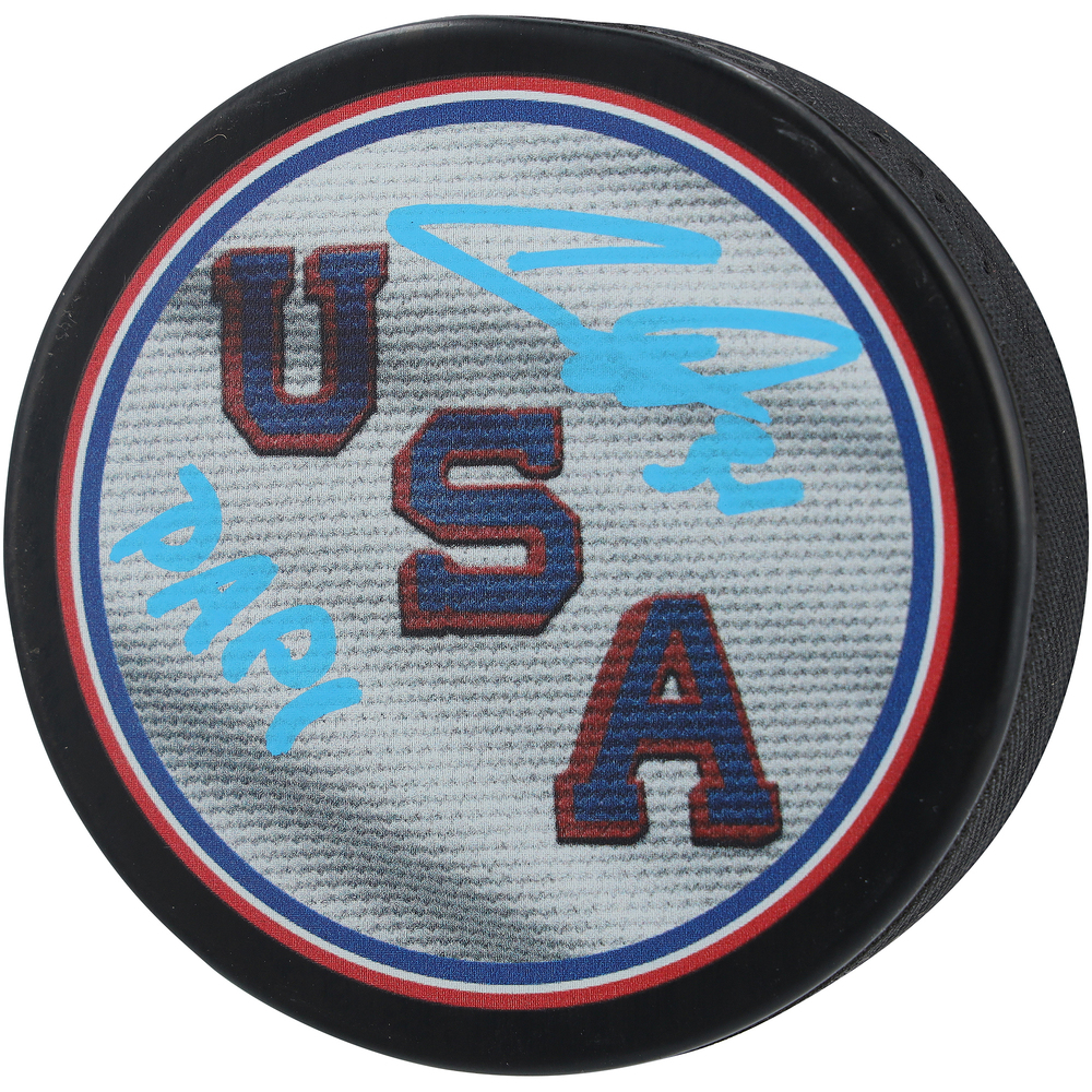 Auston Matthews Toronto Maple Leafs Autographed Team USA 2026 Olympics Hockey Puck with 