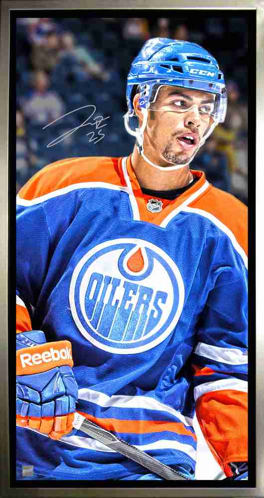 Darnell Nurse - Signed 14x28 Canvas Framed Edmonton Oilers Blue