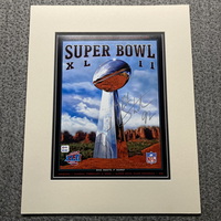 Legends - Giants Michael Strahan Signed Matted Super Bowl XLII Program P...