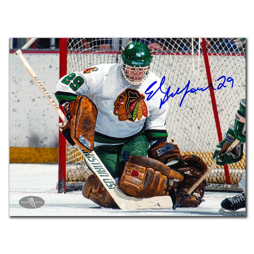 Ed Belfour Autographed Saginaw Hawks 8x10 Photo