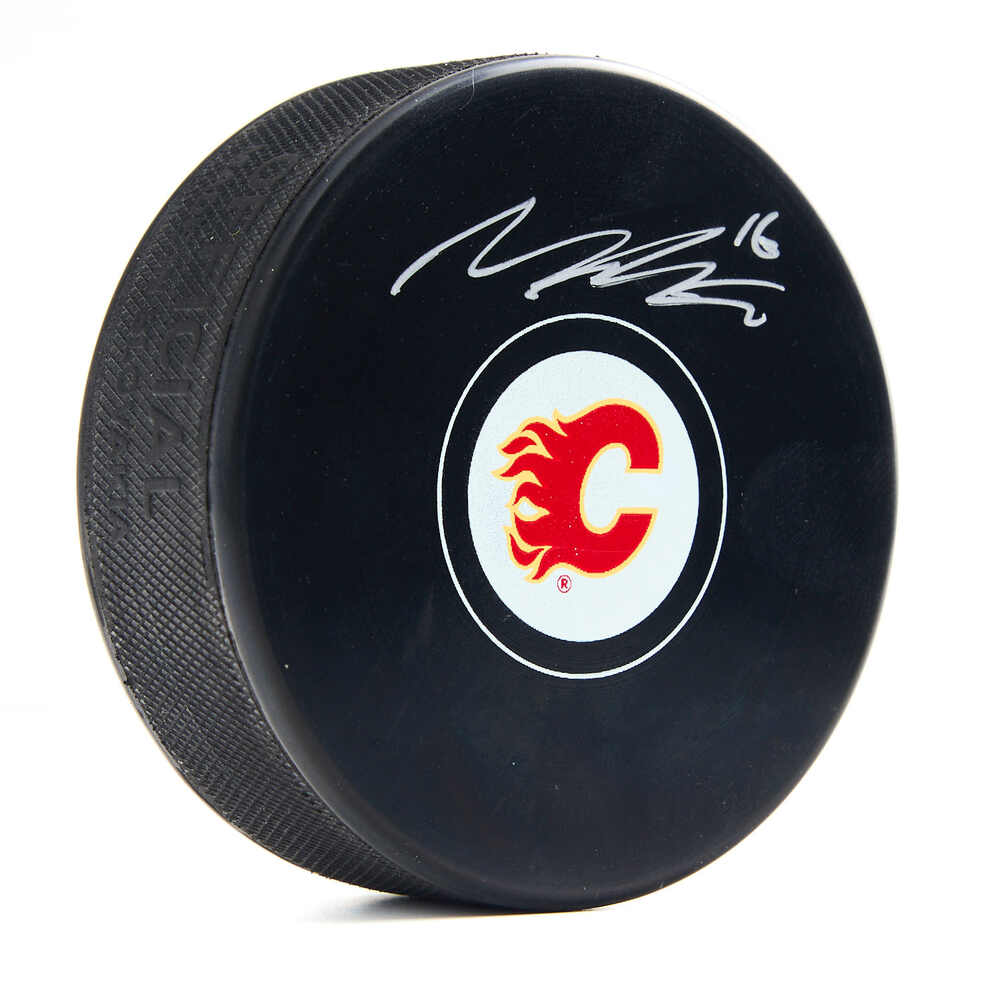 Morgan Frost Autographed Calgary Flames Hockey Puck