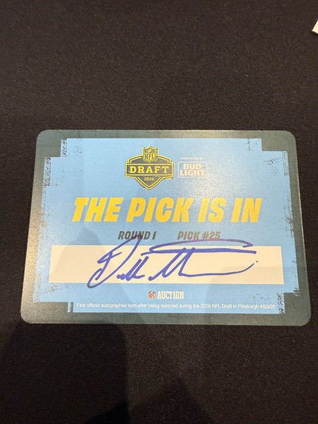 Dillon Thieneman Autographed Commemorative Draft Card - First NFL Auctio...
