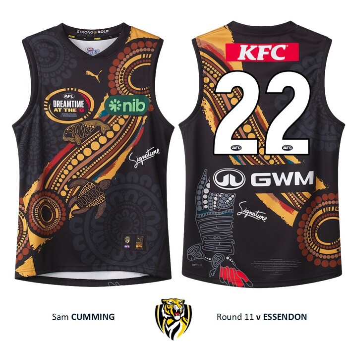 Photo of Sam Cumming #22 Richmond 2026 Dreamtime Guernsey