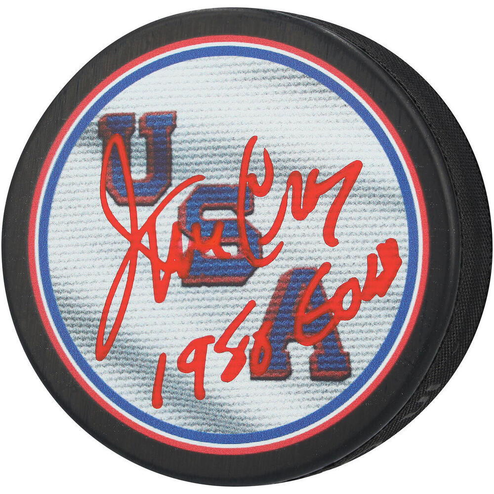 Jim Craig Team USA Autographed Hockey Puck with 