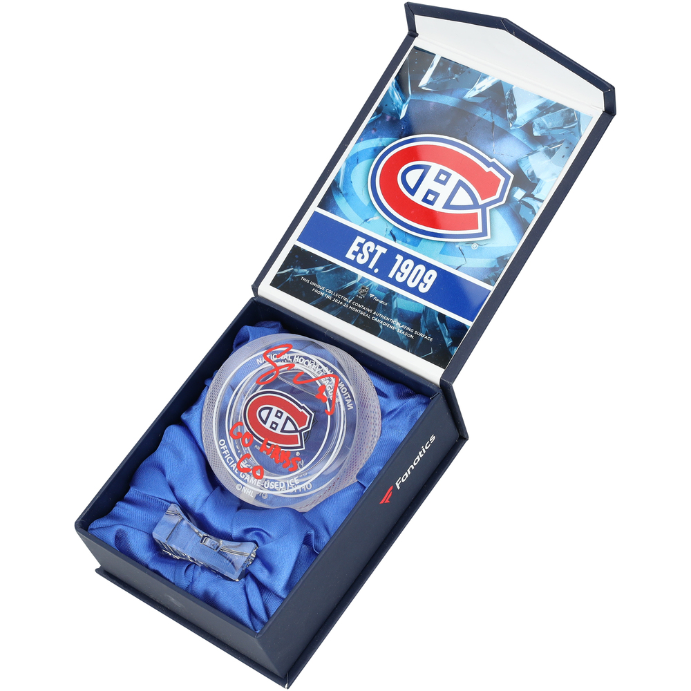 Juraj Slafkovsky Montreal Canadiens Autographed Crystal Puck - Filled with Ice from a Montreal Canadiens Game During the 2024-25 Season with 