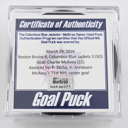 Image of McAvoy, Charlie - Boston Bruins - March 29, 2026 at Columbus Blue Jackets (Blue Jackets' 25th Anniversary Logo)