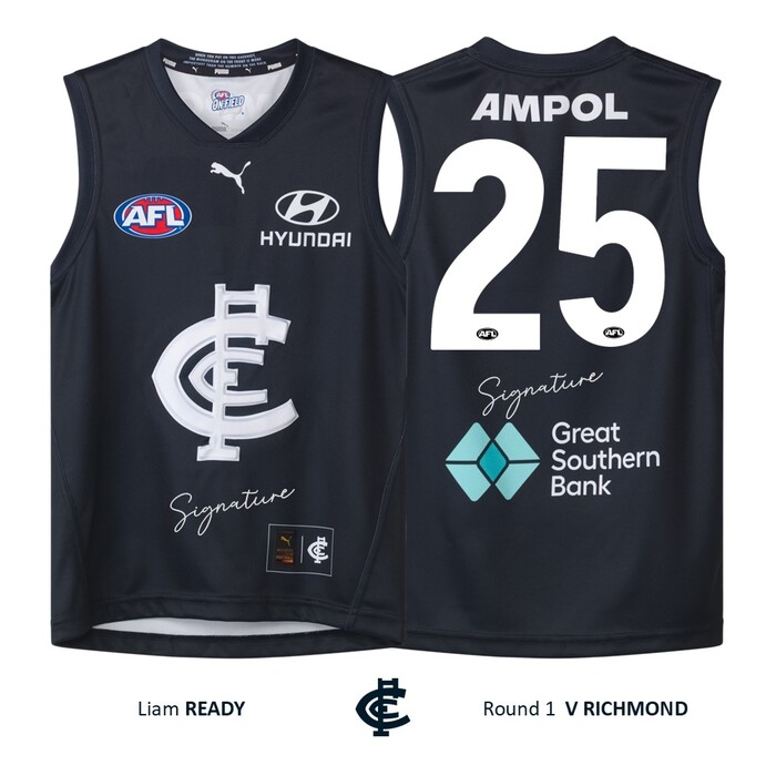Photo of Liam Reidy #25 Carlton Round 1 'Raised Monogram' Guernsey