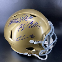 NFL - Notre Dame Replica Speed Helmet Signed by Kyle Hamilton, Kyren Wil...
