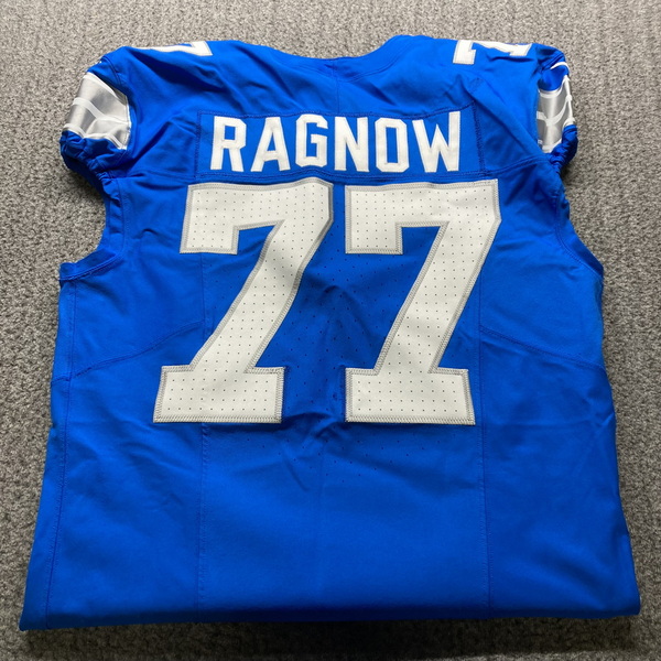 STS - Lions Frank Ragnow Game Worn Jersey Size 46 With WCF Patch