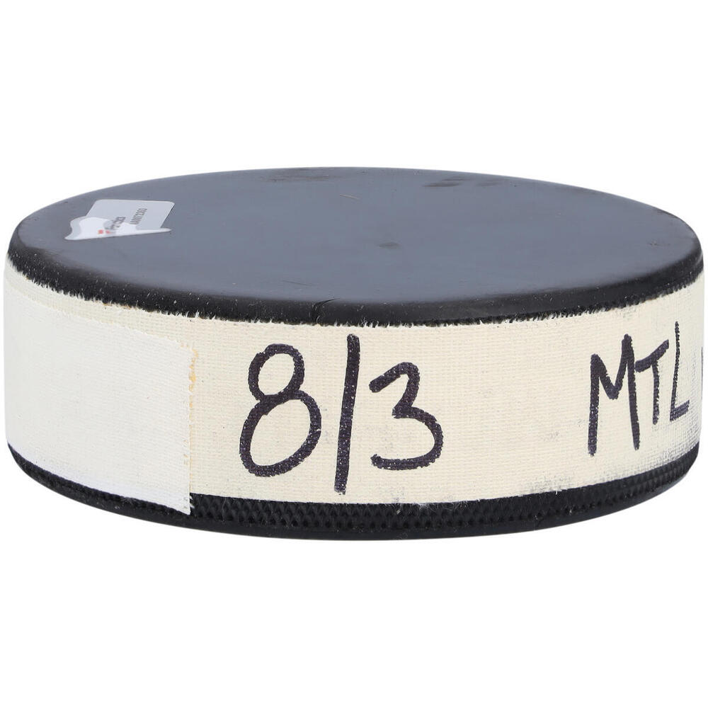 Pittsburgh Penguins vs. Montreal Canadiens Practice-Used Puck from Game 2 of the 2020 Qualifying Series on August 3, 2020 - Used During Pregame Warm-Ups