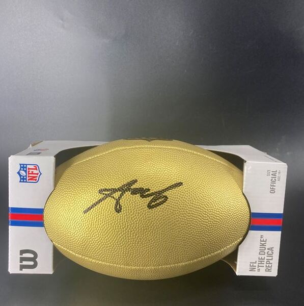 NFL - Panthers Tetairoa McMillan Signed Gold Composite Football