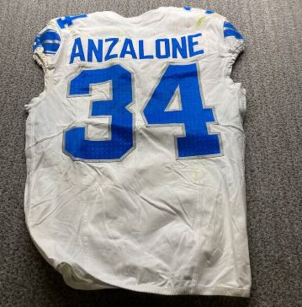Crucial Catch - Lions Alex Anzalone Game Worn Jersey (10/12/2025) Size 4...