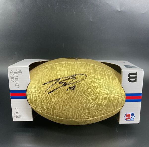 NFL - Panthers Trevor Etienne Signed Gold Composite Football
