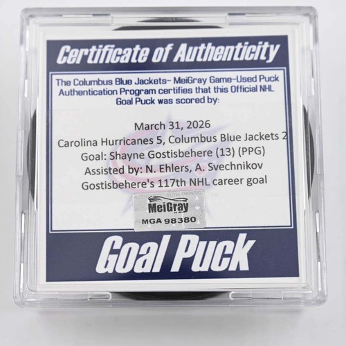 Image of Gostisbehere, Shayne - Carolina Hurricanes - March 31, 2026 at Columbus Blue Jackets (Blue Jackets' 25th Anniversary Logo)