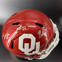 NFL - Oklahoma Replica Speed Helmet Signed by Baker Mayfield, Lane Johns...