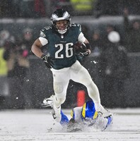 Red Cross - Eagles Saquon Barkley Signed Game Worn Jersey - Divisional P...