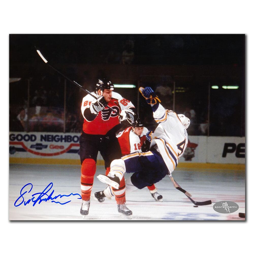 Eric Lindros Autographed Philadelphia Flyers 8x10 Photo - Open-Ice Hit