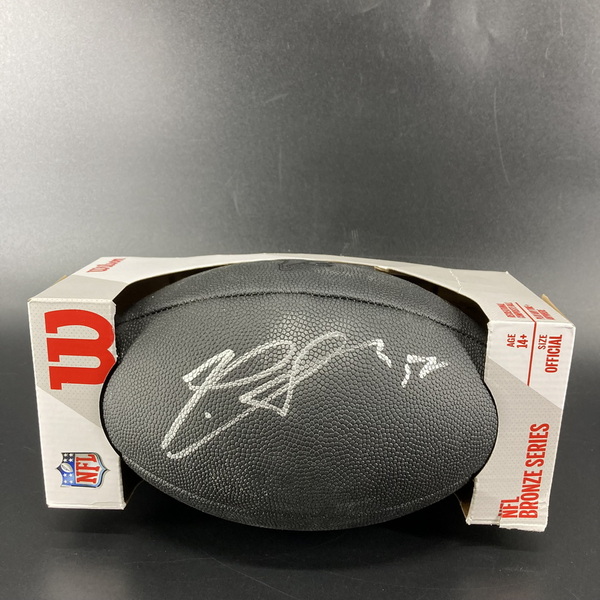 Lions - Penei Sewel Signed Black Football with Metallic Lions Logo (Slig...