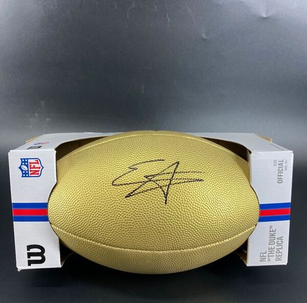 NFL - Titans Elic Ayomanor Signed Gold Composite Football
