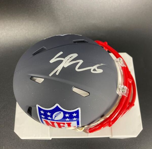 NFL - Saints Spencer Rattler Signed Blue Shield Mini Helmet