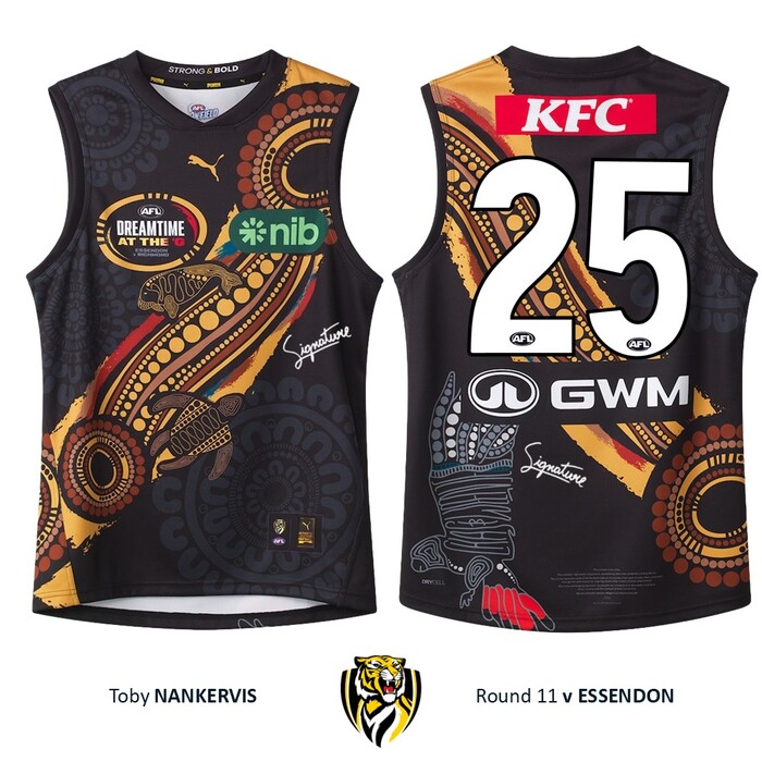 Photo of Toby Nankervis #25 Richmond 2026 Dreamtime Guernsey