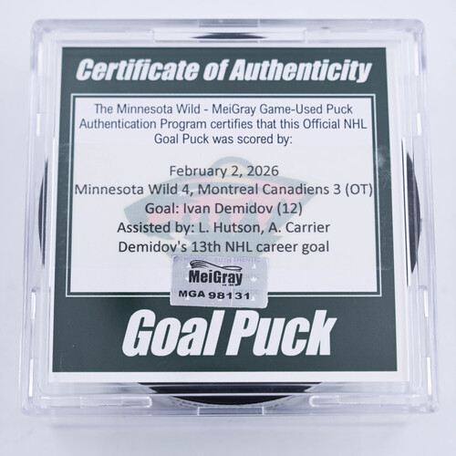 Image of Ivan Demidov - Montreal Canadiens - February, 2 2026 at Minnesota Wild (Wild's 25th Anniversary Logo)