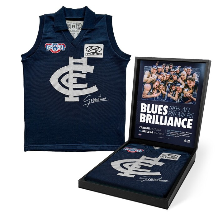 Photo of Anthony Koutoufides #43 Carlton 1995 Replica Grand Final Wool Guernsey