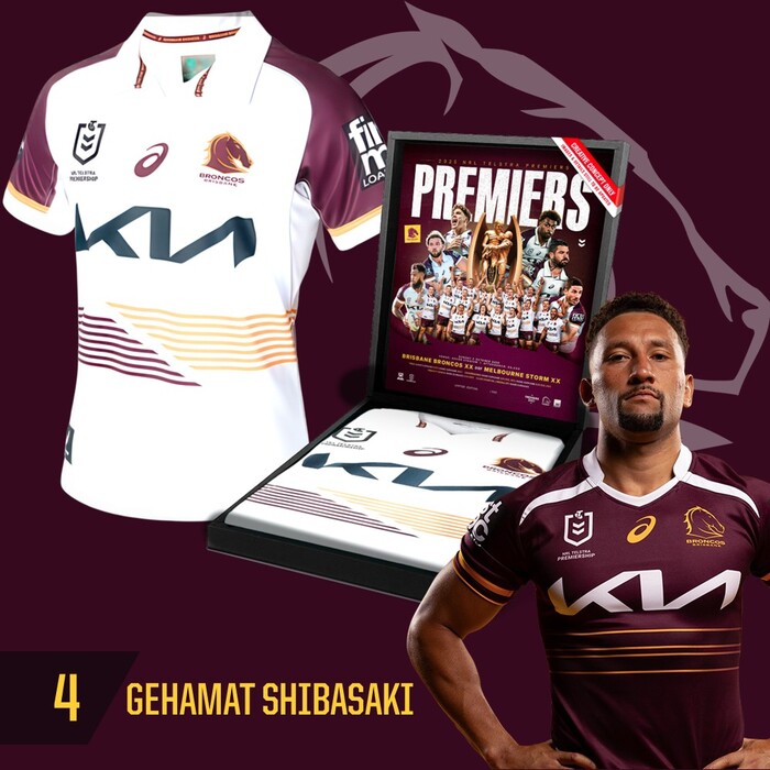 Gehamat Shibasaki #4 Brisbane Broncos 2025 Player-Issue Grand Final Jersey