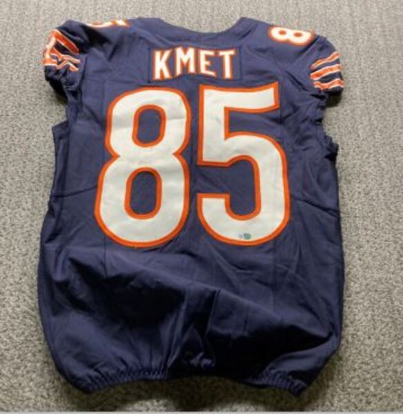Crucial Catch - Bears Cole Kmet Game Worn Jersey 2024 Season Size 42 Wit...