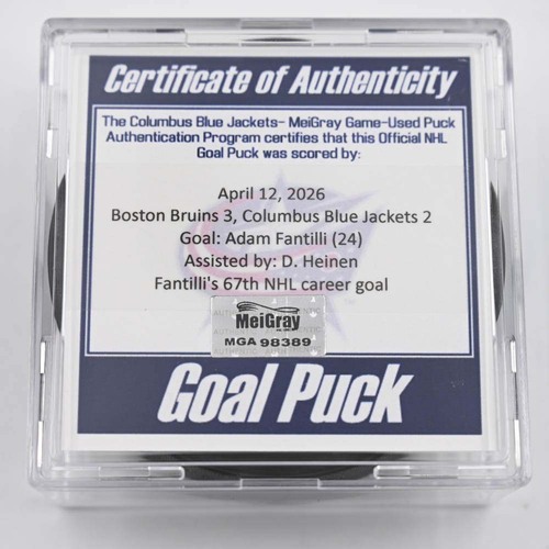 Image of Fantilli, Adam - Columbus Blue Jackets - April 12, 2026 vs. Boston Bruins (Blue Jackets' 25th Anniversary Logo)