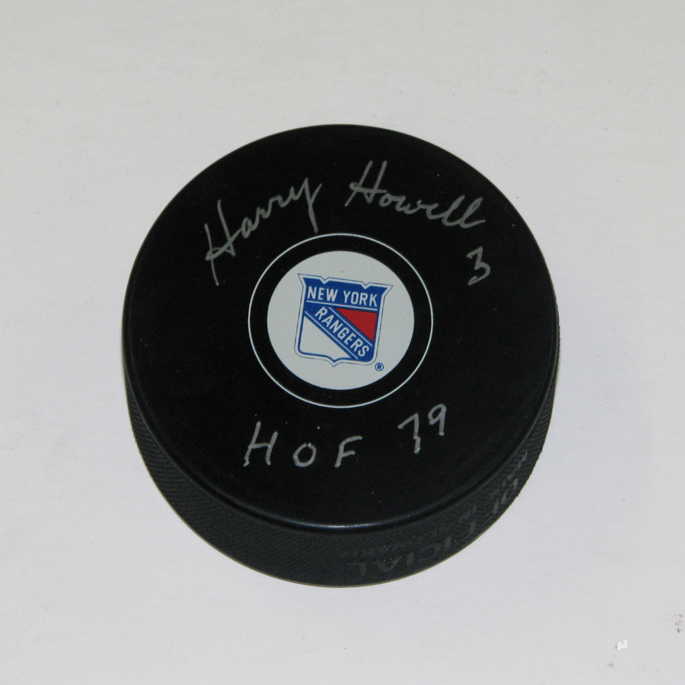 HARRY HOWELL Signed New York Rangers Puck - HOF 79