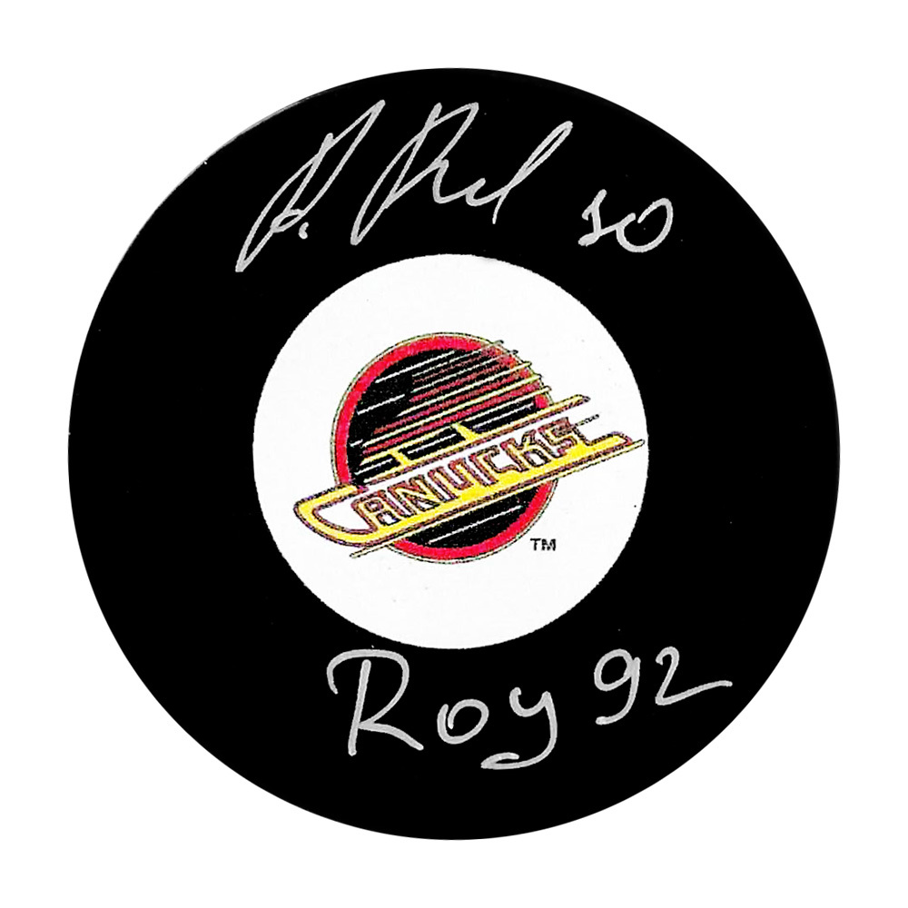 Pavel Bure Autographed Vancouver Canucks Puck w/ROY 92 Inscription