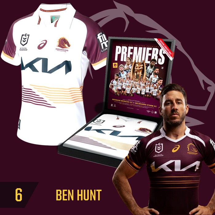 Ben Hunt #6 Brisbane Broncos 2025 Player-Issue Grand Final Jersey