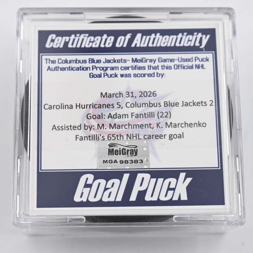 Image of Fantilli, Adam - Columbus Blue Jackets - March 31, 2026 vs. Carolina Hurricanes (Blue Jackets' 25th Anniversary Logo)