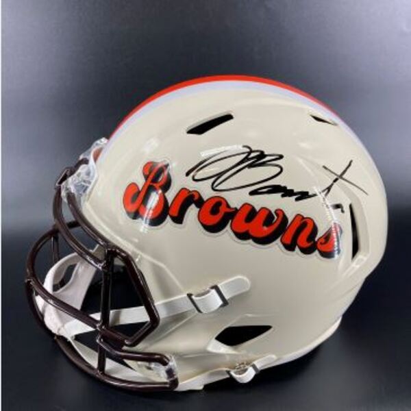 NFL - Browns Denzel Boston Signed Replica Retro Helmet