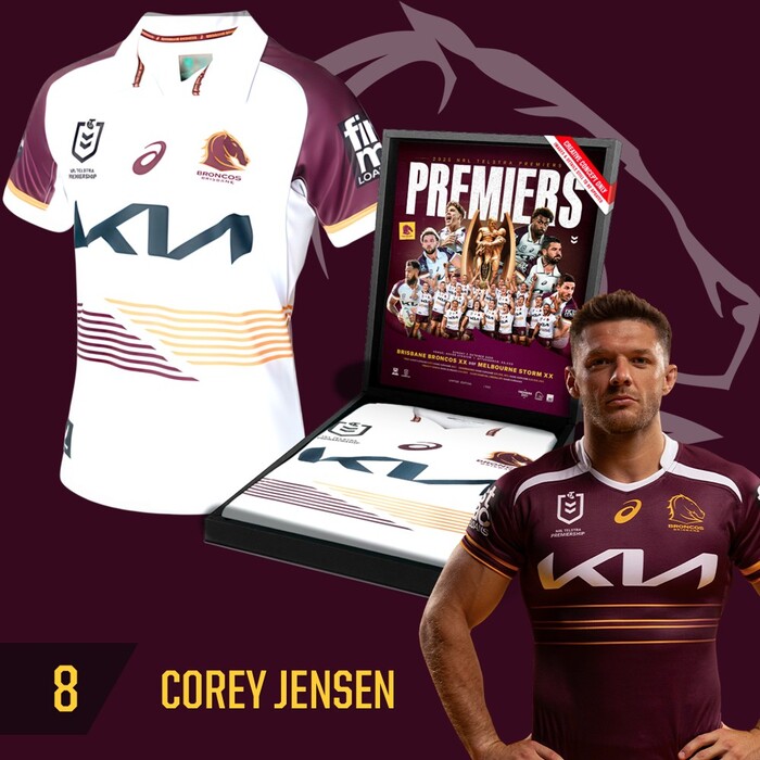 Photo of Corey Jensen #8 Brisbane Broncos 2025 Player-Issue Grand Final Jersey