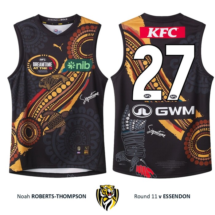 Photo of Noah Roberts-Thomson #27 Richmond 2026 Dreamtime Guernsey