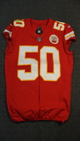 CRUCIAL CATCH - CHIEFS JUSTIN HOUSTON SIGNED AND GAME WORN CHIEFS JERSEY...
