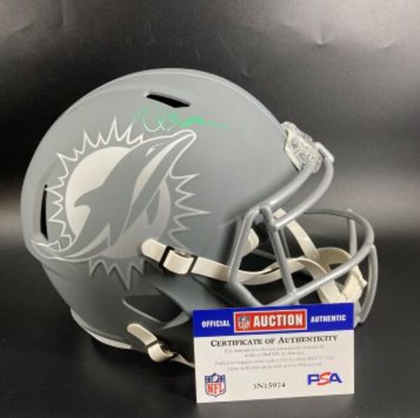 NFL - Dolphins Quinn Ewers Signed Slate Replica Speed Helmet