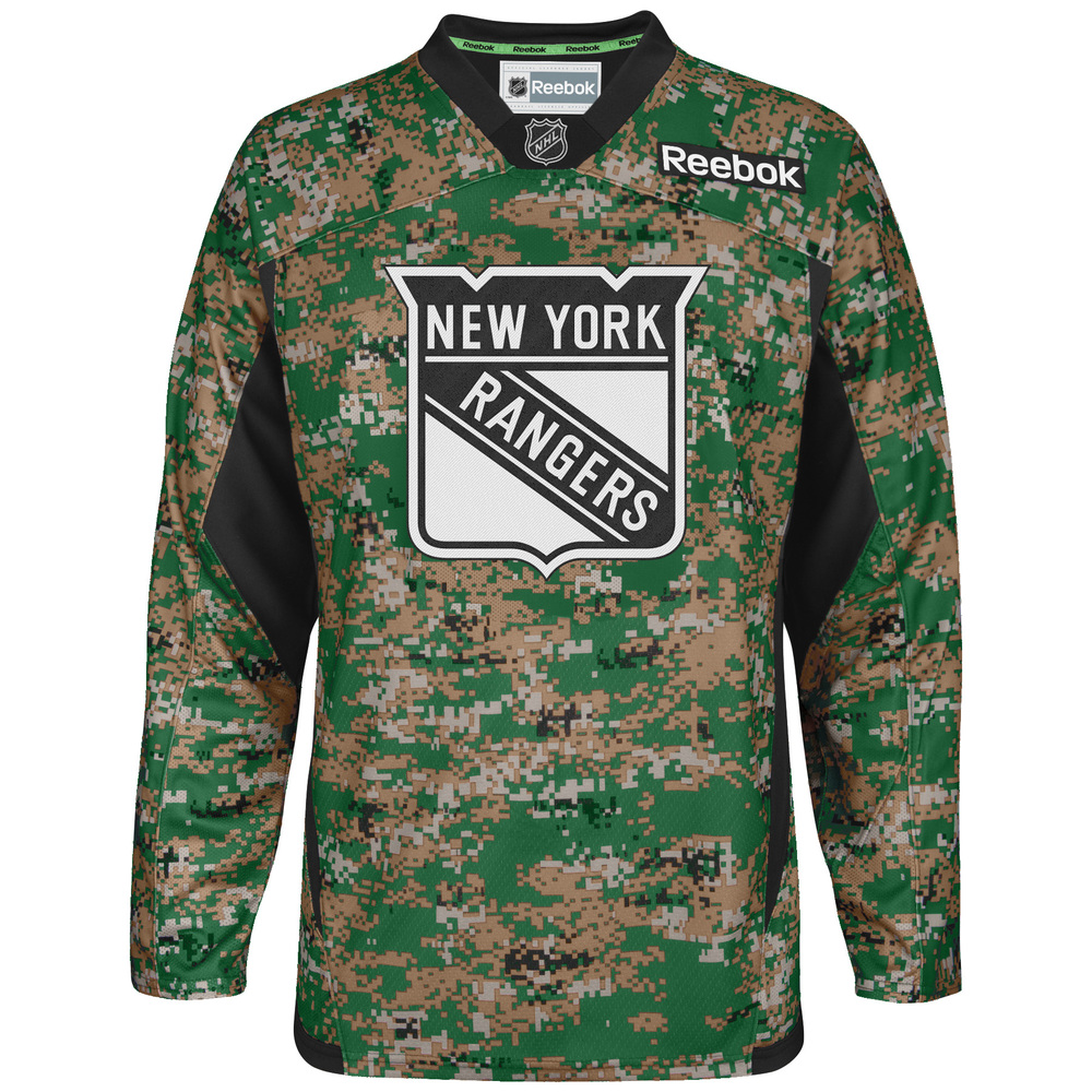 Autographed Henrik Lundqvist Camo Jersey worn in warm-ups for the Veteran's Day game - New York Rangers