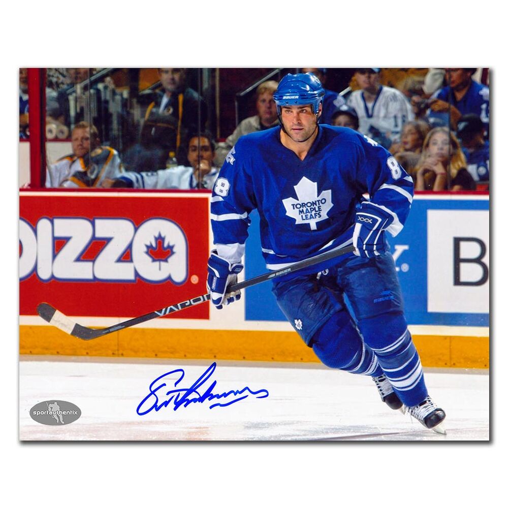 Eric Lindros Autographed Toronto Maple Leafs 8x10 Photo - Blue Jersey Game Action