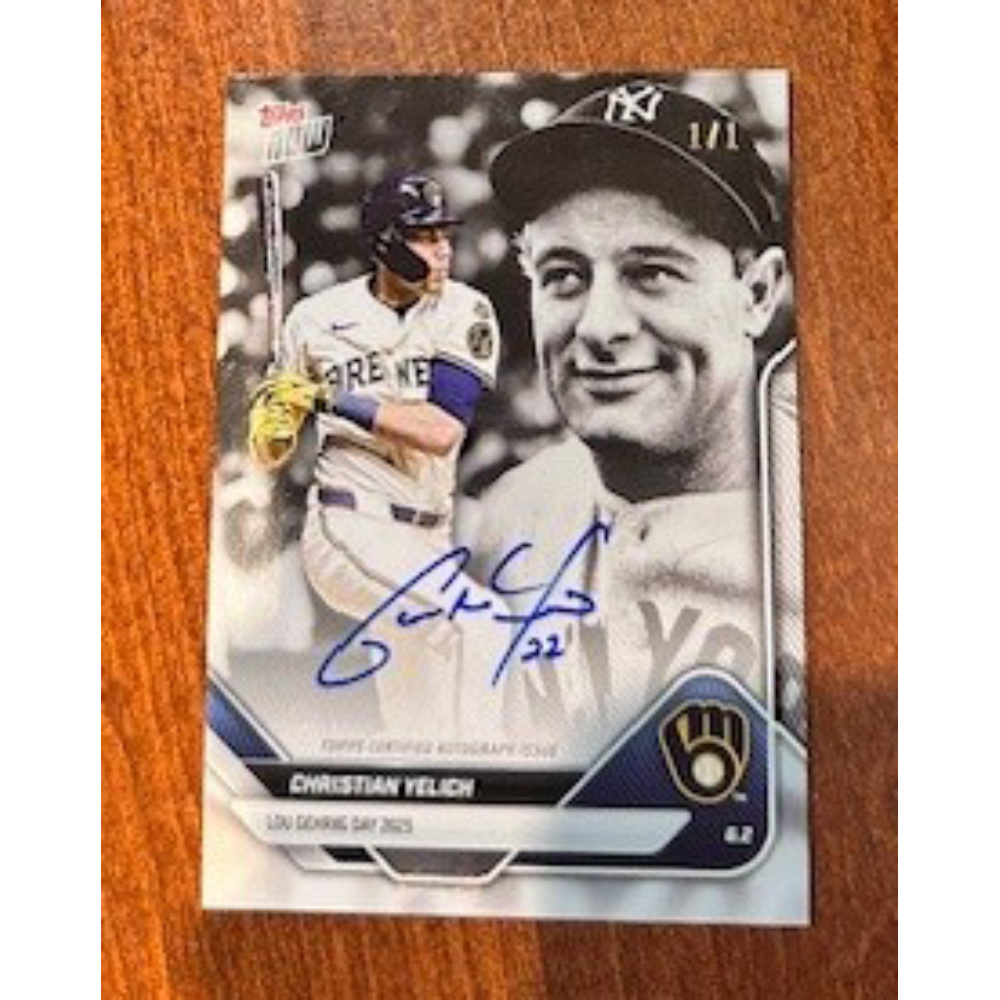 Christian Yelich Signed 1/1 Lou Gehrig Day Topps Now | MLB Charities