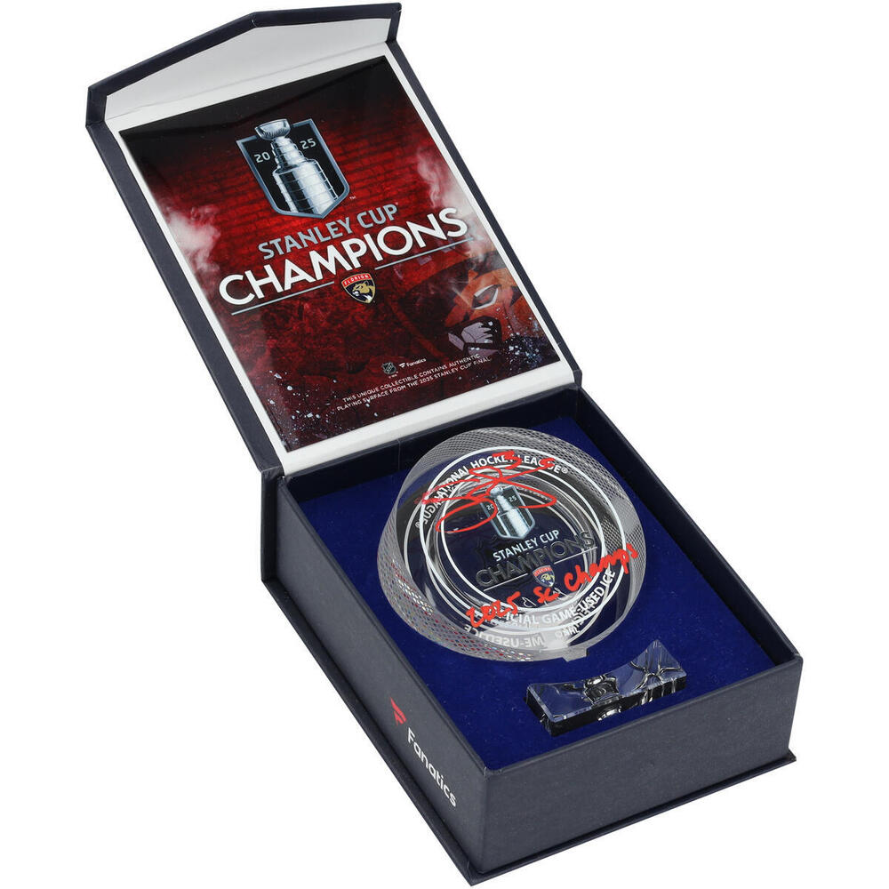 Seth Jones Florida Panthers Autographed 2025 Stanley Cup Champions Crystal Puck with 