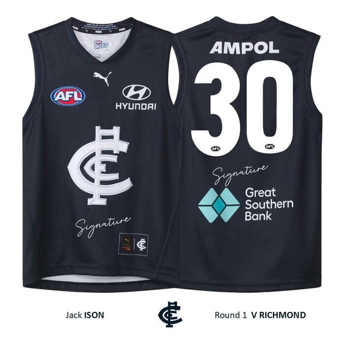 Photo of Jack Ison #30 Carlton Round 1 'Raised Monogram' Guernsey