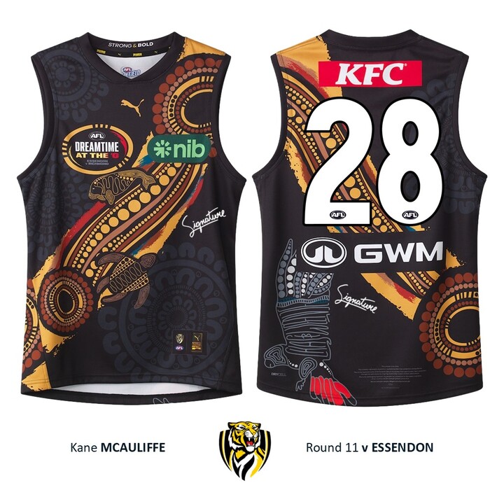 Photo of Kane McAuliffe #28 Richmond 2026 Dreamtime Guernsey