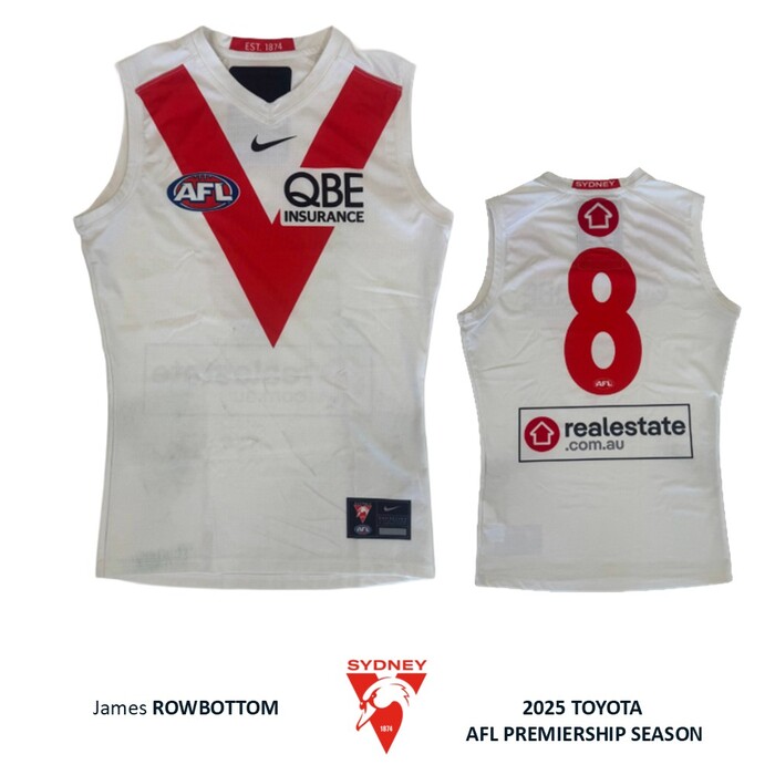 Photo of James Rowbottom #8 2025 Sydney Swans Clash Guernsey