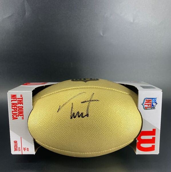 NFL - Broncos Troy Franklin Signed Gold Composite Football